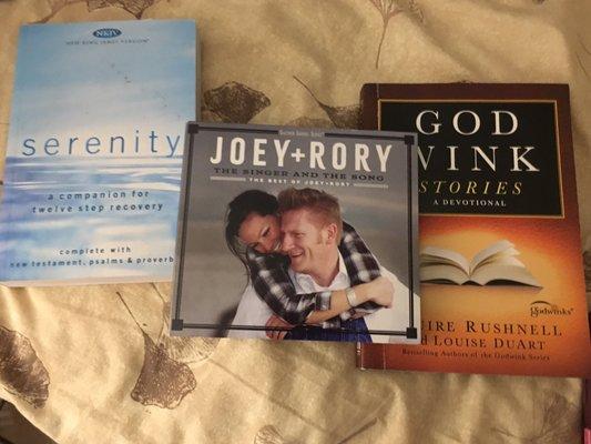 Books Serenity For recovery classes Joey n Rory do books DVDs n Music also God Wink It's just stories and devotions very good