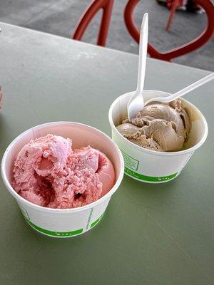 Strawberry and coffee ice cream