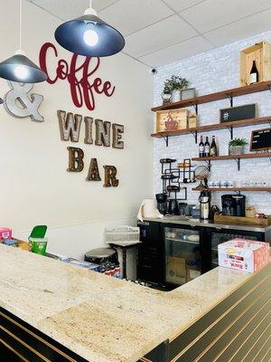 Wine/coffee bar inside...