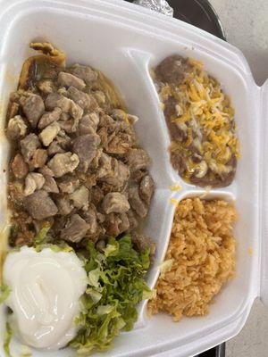 Chile relleno with pork plate