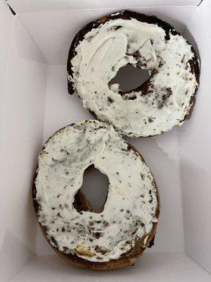 Blueberry bagel with cream cheese