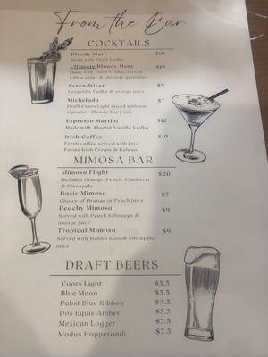 Drink menu