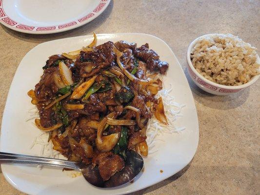 Mongolian beef with brown rice