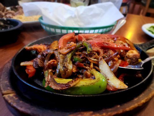 Steak and shrimp fajitas