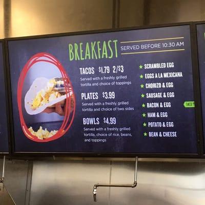 Breakfast menu board