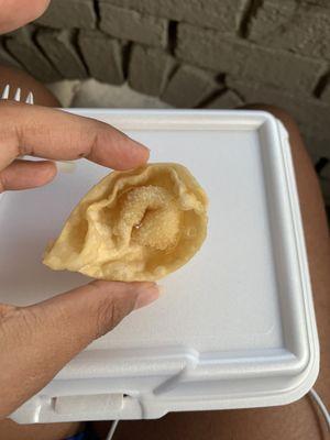 Ragoon wonton not well stuffed and very small.