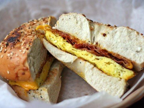 Bacon egg on everything bagel