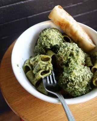 Make it a Bowl - Veggie Balls with Pesto over Rigatoni