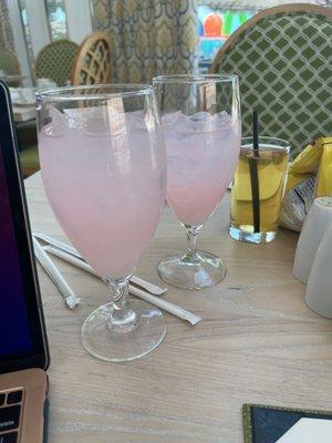 Pink lemonade and apple juice