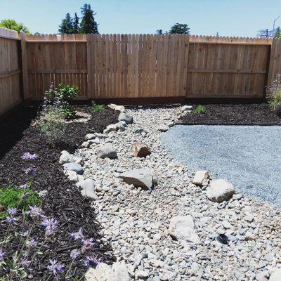 Landscape Installation 
 Dry Creek
Rock Patio
Steel Edging 
Planting