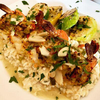 Stuffed Shrimp with Crab Meat over risotto