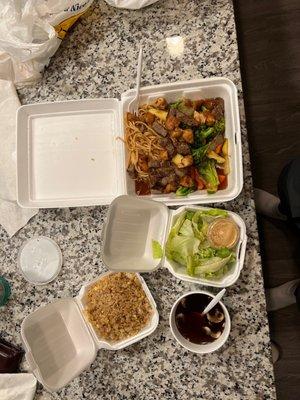 Chicken and steak hibachi