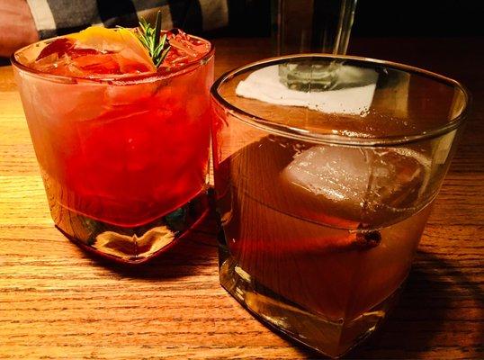 Holiday drinks - Honey Spiced Manhattan and Chocolate New Fashioned