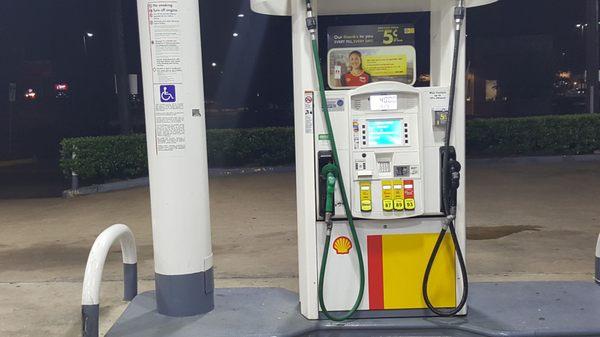 Wheelchair accessible gas pumps and card readers.