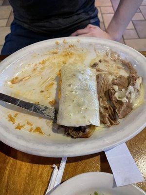 Cheese Steak Burrito (minus rice, I wasn't fast enough with the camera lol)