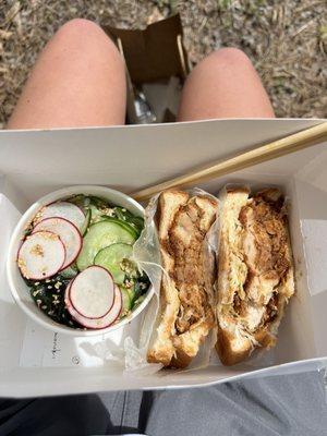 Chicken Katsu Sando with Cucumber Salad