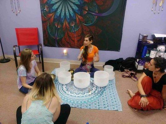 Sound healing work with Crystal Bowls