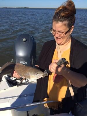 Barbara caught the biggest fish of the day!