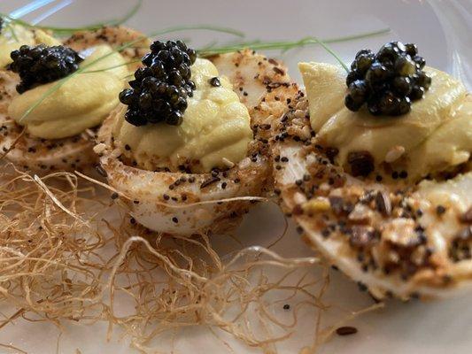 Deviled Eggs and Caviar*. The crispy garlic root-- sooo good!