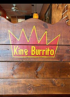 Bench logo at the entrance of King Burrito!!