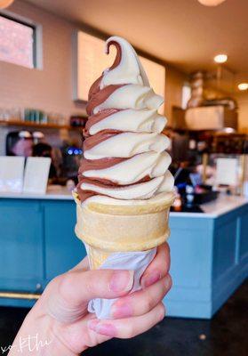 Vanilla-Malted Chocolate Swirl cone