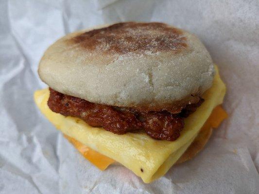 Breakfast sandwich with chicken patty