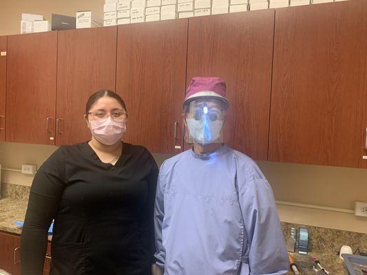 Dr. Ming and his assistant all masked and keeping me safe.