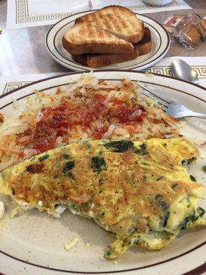 Feta and spinach omelette is so good.