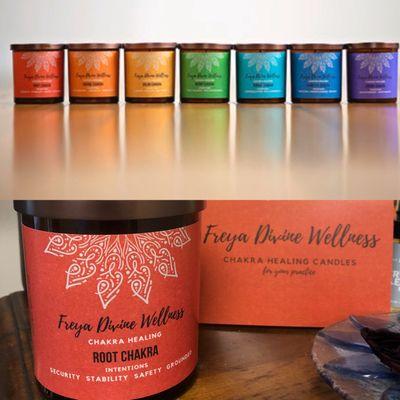 Chakra candles infused with essential oils to support the balancing of each chakra.