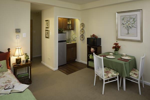 Every Studio Apartment is equipped with a luxurious kitchenette!