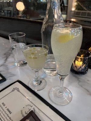 French 75 and Pearl Gimlet