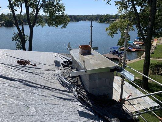 Formed concrete chimney crown