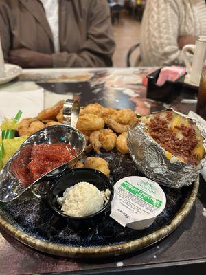 Fried Shrimp with loaded bake Baked Potatoes