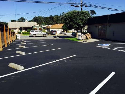 Seal coated parking lot in daily city