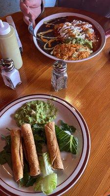 Taquitos Dorados (missing one because I couldn't wait) and House Enchiladas