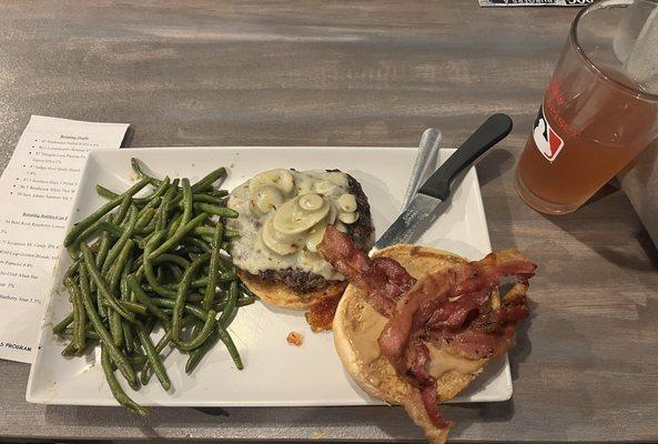 Pb&J Burger with Green Beans and Blueberry Sour Ale