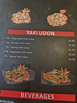 Yaki Udon menu