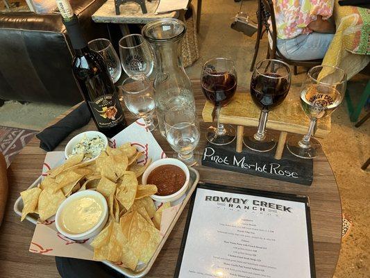 Delicious dip trio with a wine tasting! The BEST!