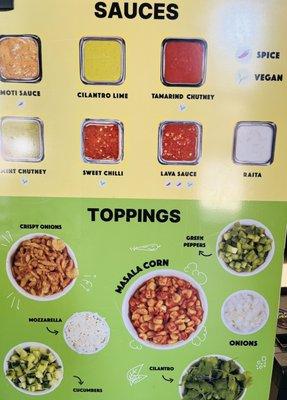 Pick 3 toppings and 2 sauces for the Bowl