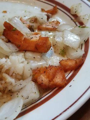 Deep fried salmon that was supposed to be broiled, too salty