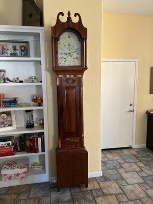 Refurbished 1803 tall clock and Pre-Refurbished