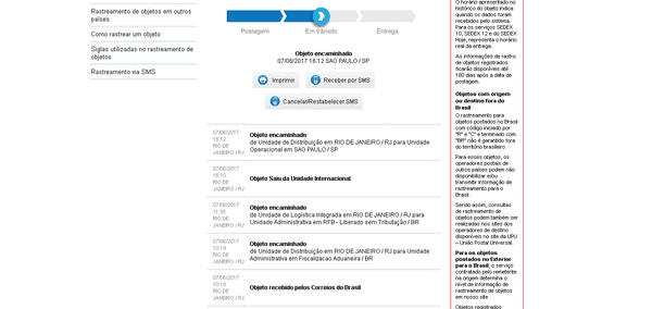 Tracking by my local post Brazil