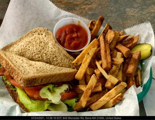 BLT with fries, fries are extra