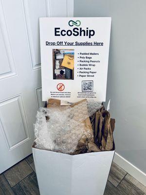 Drop off point for recycling shipping materials such as Amazon bubble mailers, courtesy of EcoShip