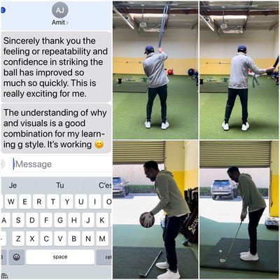 Starting to be fun for Amit J. Better ball striking, and, chipping is starting to kick in:) Thankful for his trust! #golflessons #OCPGI