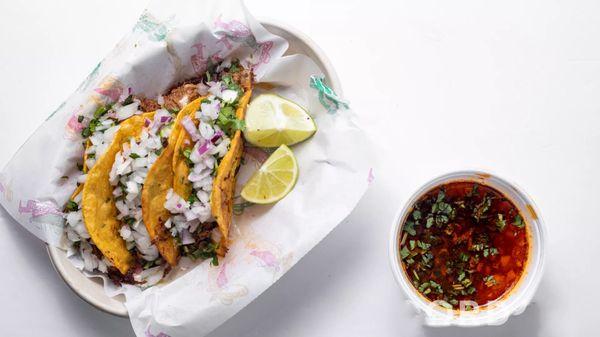 Birria Tacos w Consommé