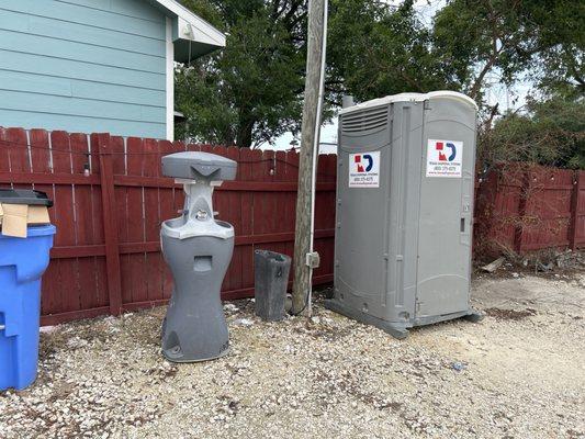 Porta potty on site