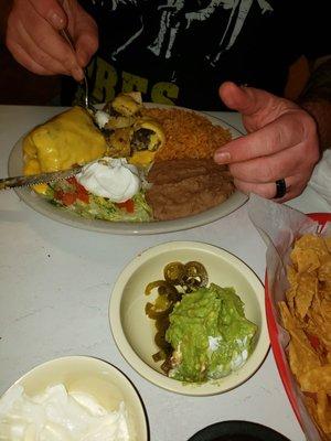 Beef fajita burrito plate.