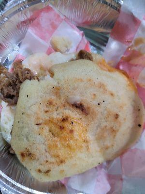 Arepa with shredded beef