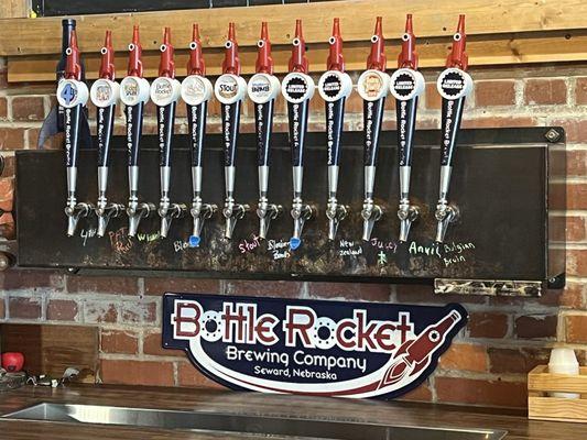 Bottle Rocket Brewing tap wall